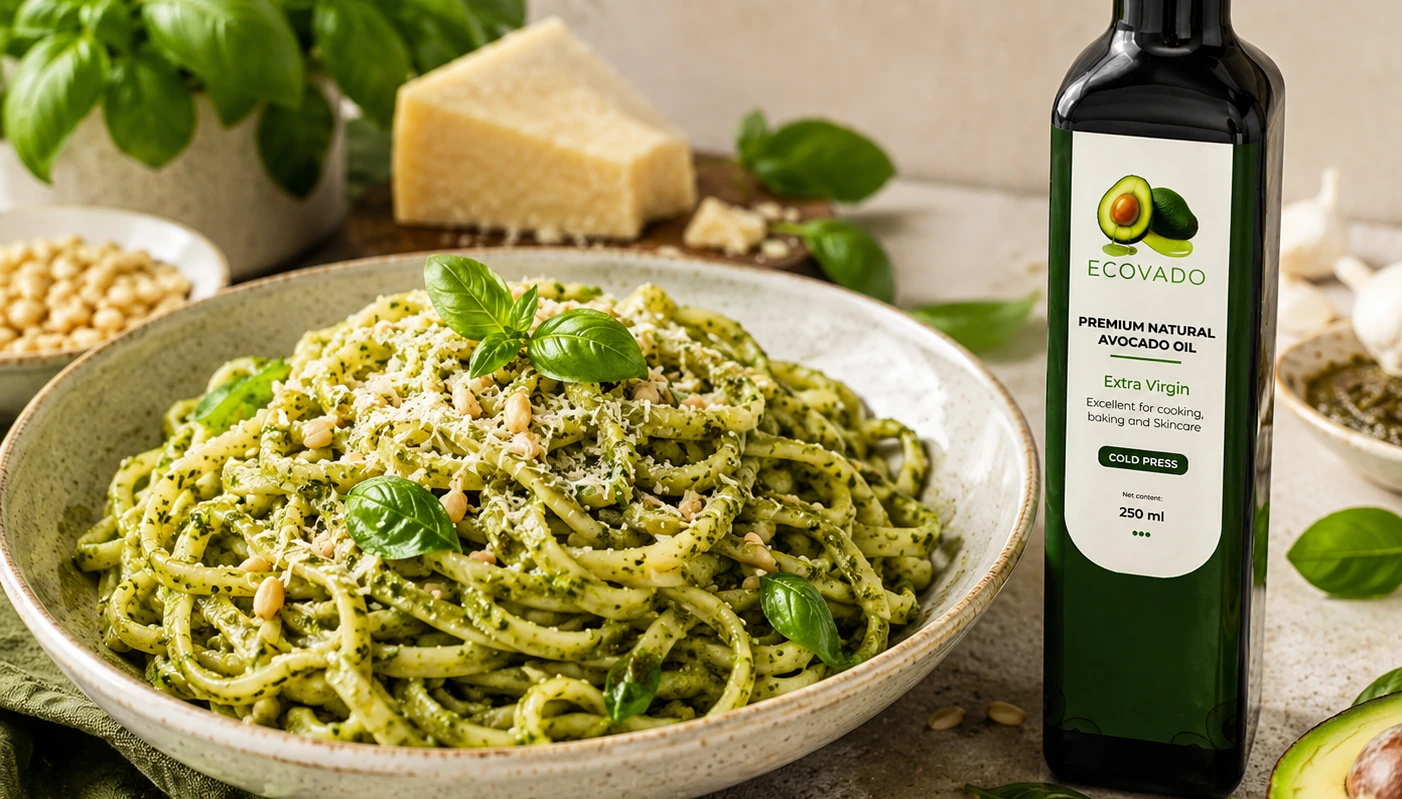 Pesto Pasta with Ecovado Extra Virgin Avocado Oil